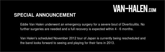 ヴァン・ヘイレン日本ツアー延期か？
